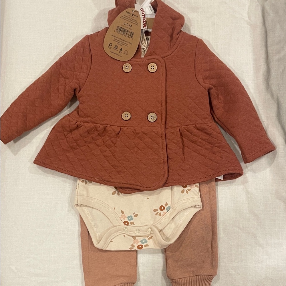 Cozy Quilted Jacket Set for Kids in Rust